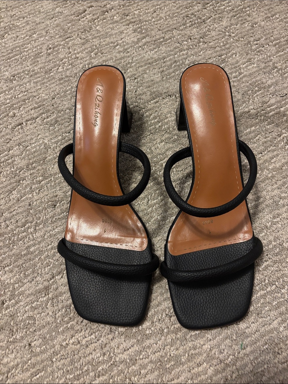 C&C California Black Double Strap Square Toe Mule Heels *worn once
